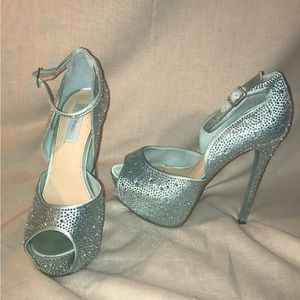 Betsey Johnson Silver Glitter Heels